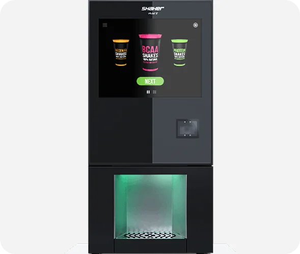 Shaker Model S — Gym-integrated protein bar with member-card billing