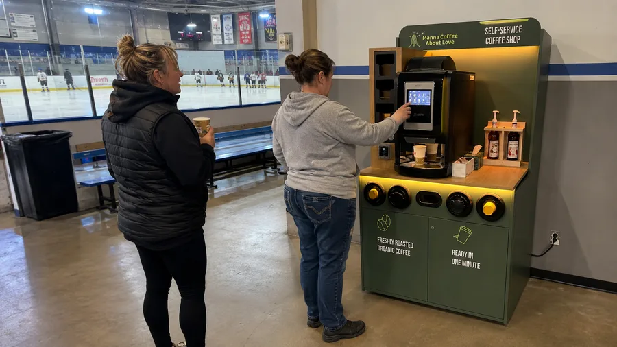 Coffee and snack station at an ice arena