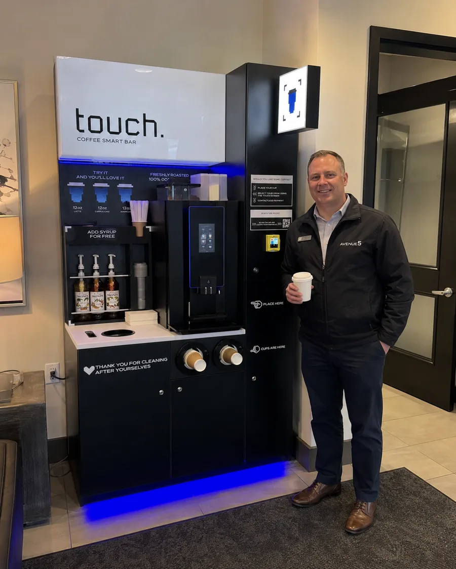 Smart coffee in a dealership waiting area