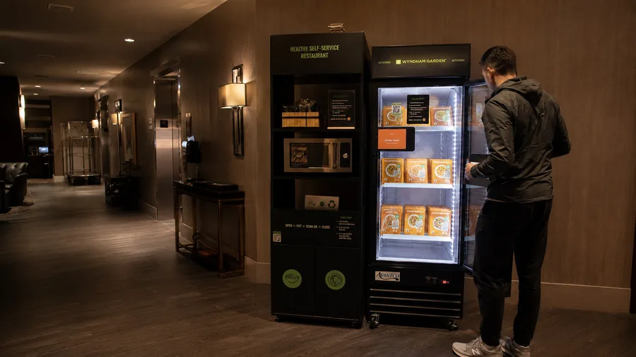 Frozen meals and beverages at an office campus